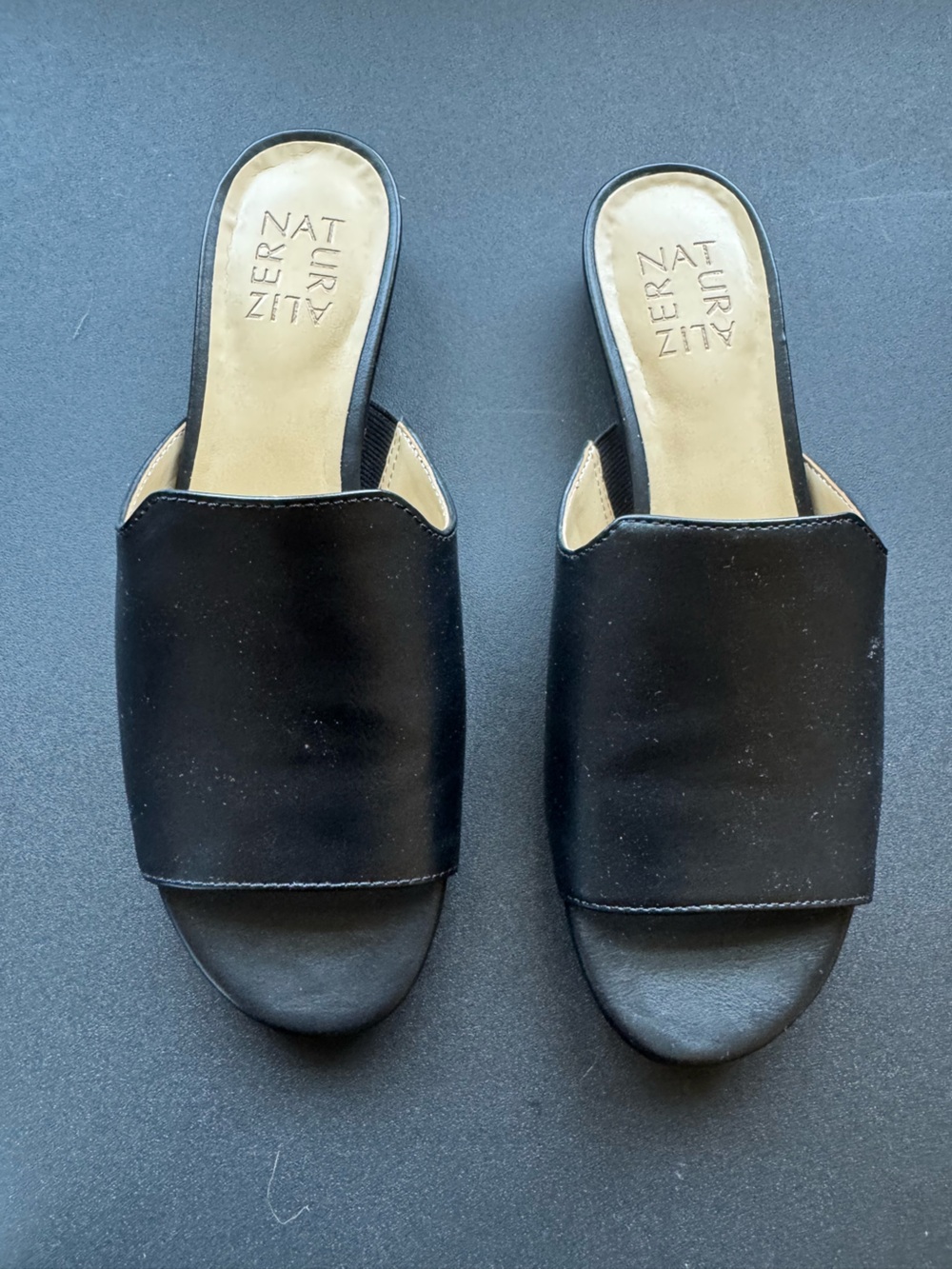 Naturalizer Black Slide Mule Sandals